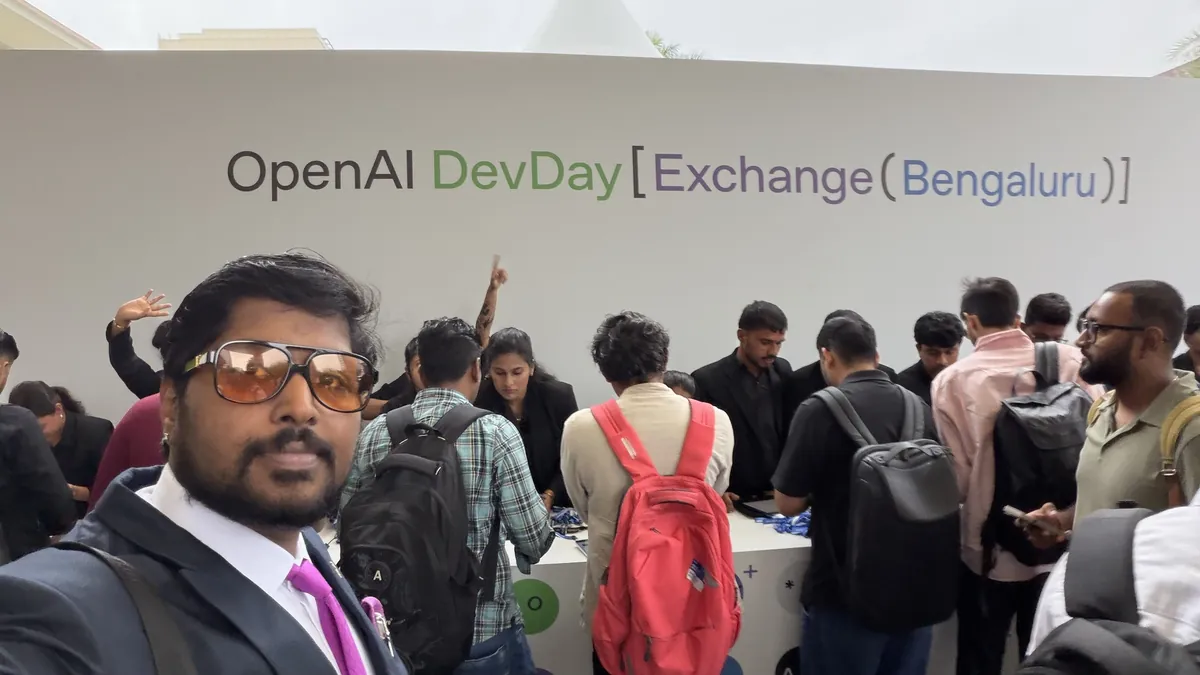 Shivanath Devinarayanan at the OpenAI DevDay Exchange Bengaluru registration wall