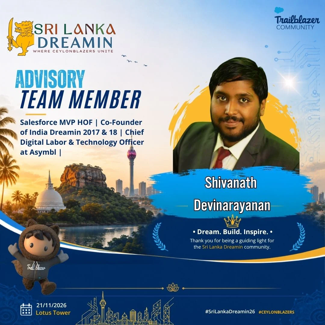 Sri Lanka Dreamin 2026 graphic naming Shivanath Devinarayanan Advisory Team Member